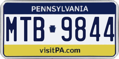 PA license plate MTB9844