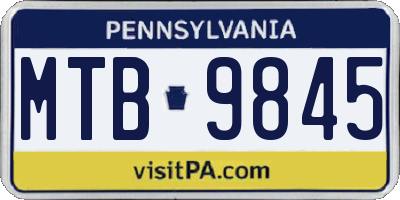 PA license plate MTB9845