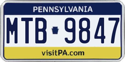 PA license plate MTB9847