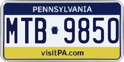 PA license plate MTB9850