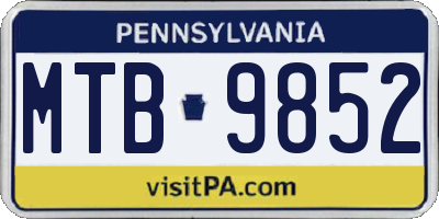 PA license plate MTB9852