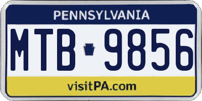 PA license plate MTB9856