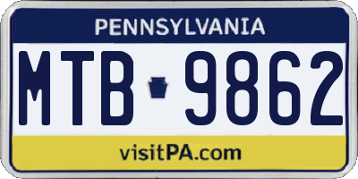 PA license plate MTB9862