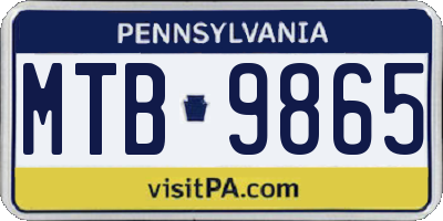 PA license plate MTB9865