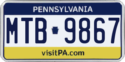 PA license plate MTB9867