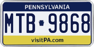PA license plate MTB9868