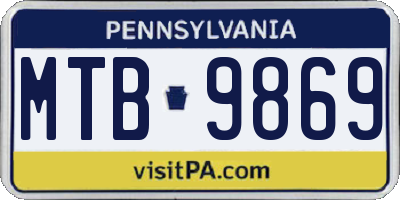 PA license plate MTB9869