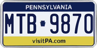 PA license plate MTB9870