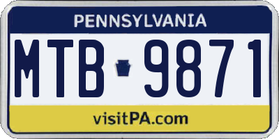 PA license plate MTB9871
