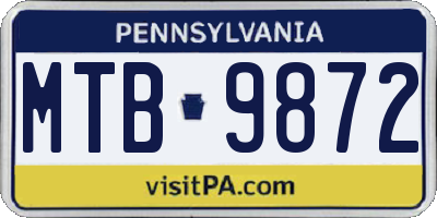 PA license plate MTB9872