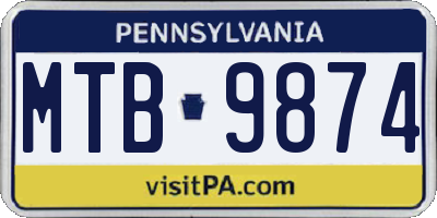 PA license plate MTB9874