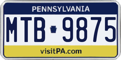 PA license plate MTB9875