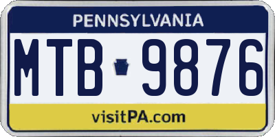 PA license plate MTB9876