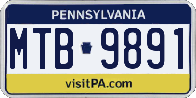 PA license plate MTB9891