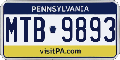 PA license plate MTB9893