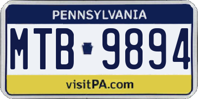 PA license plate MTB9894