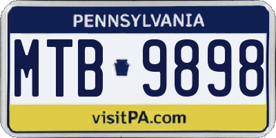 PA license plate MTB9898