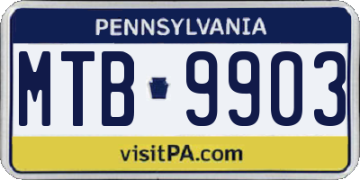 PA license plate MTB9903