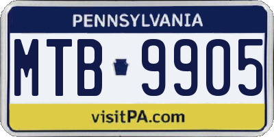 PA license plate MTB9905
