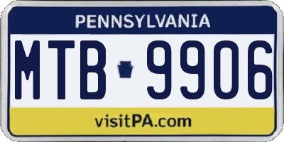 PA license plate MTB9906