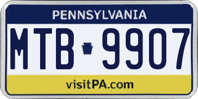 PA license plate MTB9907