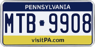 PA license plate MTB9908