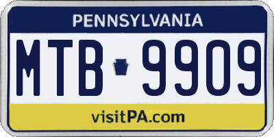 PA license plate MTB9909