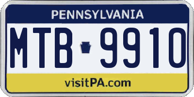 PA license plate MTB9910