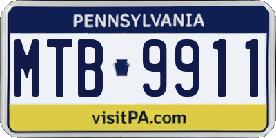 PA license plate MTB9911