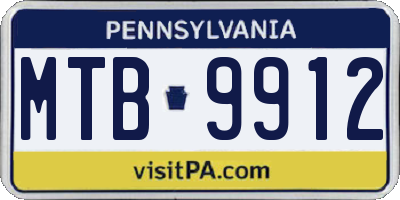 PA license plate MTB9912