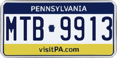 PA license plate MTB9913
