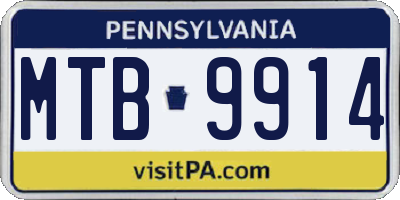 PA license plate MTB9914