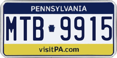 PA license plate MTB9915
