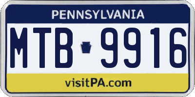 PA license plate MTB9916