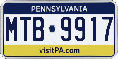 PA license plate MTB9917