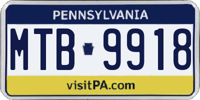 PA license plate MTB9918