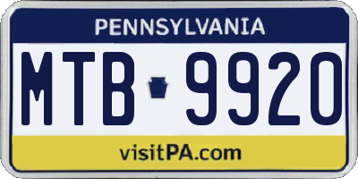 PA license plate MTB9920