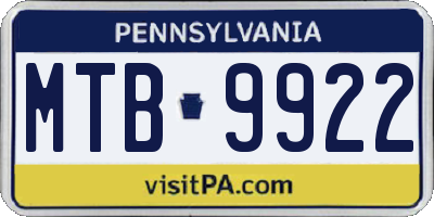 PA license plate MTB9922