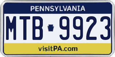 PA license plate MTB9923
