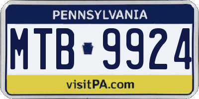 PA license plate MTB9924