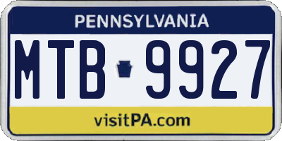 PA license plate MTB9927
