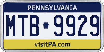 PA license plate MTB9929