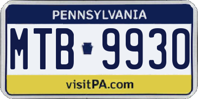 PA license plate MTB9930