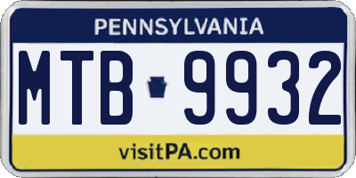 PA license plate MTB9932