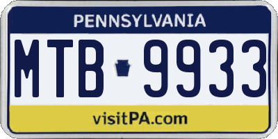 PA license plate MTB9933