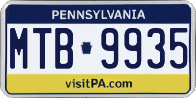 PA license plate MTB9935