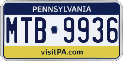 PA license plate MTB9936