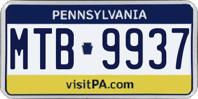 PA license plate MTB9937
