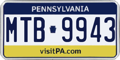 PA license plate MTB9943