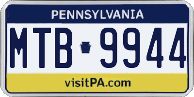 PA license plate MTB9944